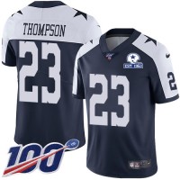 Nike Dallas Cowboys #23 Darian Thompson Navy Blue Thanksgiving Men's Stitched With Established In 1960 Patch NFL 100th Season Vapor Untouchable Limited Throwback Jersey