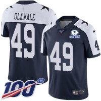 Nike Dallas Cowboys #49 Jamize Olawale Navy Blue Thanksgiving Men's Stitched With Established In 1960 Patch NFL 100th Season Vapor Untouchable Limited Throwback Jersey