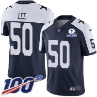 Nike Dallas Cowboys #50 Sean Lee Navy Blue Thanksgiving Men's Stitched With Established In 1960 Patch NFL 100th Season Vapor Untouchable Limited Throwback Jersey