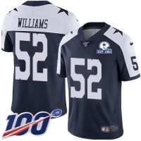Nike Dallas Cowboys #52 Connor Williams Navy Blue Thanksgiving Men's Stitched With Established In 1960 Patch NFL 100th Season Vapor Untouchable Limited Throwback Jersey