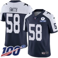Nike Dallas Cowboys #58 Aldon Smith Navy Blue Thanksgiving Men's Stitched With Established In 1960 Patch NFL 100th Season Vapor Untouchable Limited Throwback Jersey