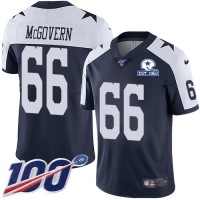 Nike Dallas Cowboys #66 Connor McGovern Navy Blue Thanksgiving Men's Stitched With Established In 1960 Patch NFL 100th Season Vapor Untouchable Limited Throwback Jersey