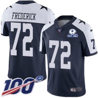 Nike Dallas Cowboys #72 Travis Frederick Navy Blue Thanksgiving Men's Stitched With Established In 1960 Patch NFL 100th Season Vapor Untouchable Limited Throwback Jersey