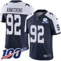 Nike Dallas Cowboys #92 Dorance Armstrong Navy Blue Thanksgiving Men's Stitched With Established In 1960 Patch NFL 100th Season Vapor Untouchable Limited Throwback Jersey