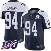 Nike Dallas Cowboys #94 Randy Gregory Navy Blue Thanksgiving Men's Stitched With Established In 1960 Patch NFL 100th Season Vapor Untouchable Limited Throwback Jersey