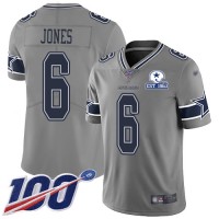 Nike Dallas Cowboys #6 Chris Jones Gray Men's Stitched With Established In 1960 Patch NFL Limited Inverted Legend 100th Season Jersey