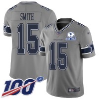 Nike Dallas Cowboys #15 Devin Smith Gray Men's Stitched With Established In 1960 Patch NFL Limited Inverted Legend 100th Season Jersey