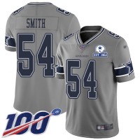 Nike Dallas Cowboys #54 Jaylon Smith Gray Men's Stitched With Established In 1960 Patch NFL Limited Inverted Legend 100th Season Jersey