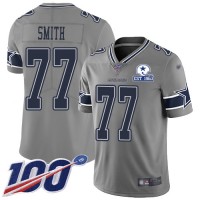 Nike Dallas Cowboys #77 Tyron Smith Gray Men's Stitched With Established In 1960 Patch NFL Limited Inverted Legend 100th Season Jersey