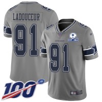 Nike Dallas Cowboys #91 L.P. Ladouceur Gray Men's Stitched With Established In 1960 Patch NFL Limited Inverted Legend 100th Season Jersey