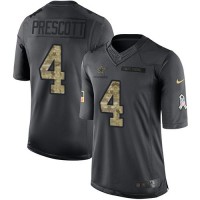 Nike Dallas Cowboys #4 Dak Prescott Black Men's Stitched NFL Limited 2016 Salute To Service Jersey