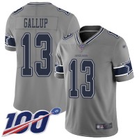Nike Dallas Cowboys #13 Michael Gallup Gray Men's Stitched NFL Limited Inverted Legend 100th Season Jersey
