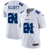 Dallas Dallas Cowboys #21 Ezekiel Elliott White Men's Nike Team Logo Dual Overlap Limited NFL Jersey