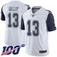 Nike Dallas Cowboys #13 Michael Gallup White Men's Stitched NFL Limited Rush 100th Season Jersey