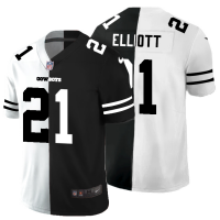 Dallas Dallas Cowboys #21 Ezekiel Elliott Men's Black V White Peace Split Nike Vapor Untouchable Limited NFL Jersey