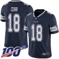 Nike Dallas Cowboys #18 Randall Cobb Navy Blue Team Color Men's Stitched NFL 100th Season Vapor Limited Jersey