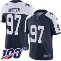 Nike Dallas Cowboys #97 Everson Griffen Navy Blue Thanksgiving Men's Stitched NFL 100th Season Vapor Throwback Limited Jersey