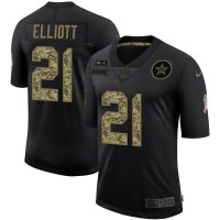 Dallas Dallas Cowboys #21 Ezekiel Elliott Men's Nike 2020 Salute To Service Camo Limited NFL Jersey Black