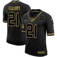 Dallas Dallas Cowboys #21 Ezekiel Elliott Men's Nike 2020 Salute To Service Golden Limited NFL Jersey Black