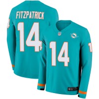 Nike Miami Dolphins #14 Ryan Fitzpatrick Aqua Green Team Color Men's Stitched NFL Limited Therma Long Sleeve Jersey