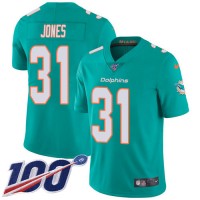 Nike Miami Dolphins #31 Byron Jones Aqua Green Team Color Men's Stitched NFL 100th Season Vapor Untouchable Limited Jersey