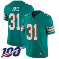 Nike Miami Dolphins #31 Byron Jones Aqua Green Alternate Men's Stitched NFL 100th Season Vapor Untouchable Limited Jersey