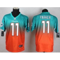 Nike Miami Dolphins #11 DeVante Parker Aqua Green/Orange Men's Stitched NFL Elite Fadeaway Fashion Jersey