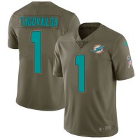 Nike Miami Dolphins #1 Tua Tagovailoa Olive Men's Stitched NFL Limited 2017 Salute To Service Jersey