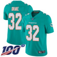 Nike Miami Dolphins #32 Kenyan Drake Aqua Green Team Color Men's Stitched NFL 100th Season Vapor Limited Jersey