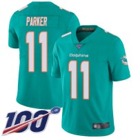 Nike Miami Dolphins #11 DeVante Parker Aqua Green Team Color Men's Stitched NFL 100th Season Vapor Limited Jersey