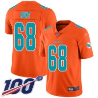 Nike Miami Dolphins #68 Robert Hunt Orange Men's Stitched NFL Limited Inverted Legend 100th Season Jersey