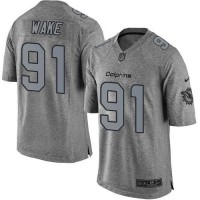 Nike Miami Dolphins #91 Cameron Wake Gray Men's Stitched NFL Limited Gridiron Gray Jersey