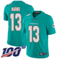 Nike Miami Dolphins #13 Dan Marino Aqua Green Team Color Men's Stitched NFL 100th Season Vapor Limited Jersey