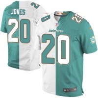 Nike Miami Dolphins #20 Reshad Jones Aqua Green/White Men's Stitched NFL Elite Split Jersey