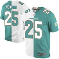 Nike Miami Dolphins #25 Xavien Howard Aqua Green/White Men's Stitched NFL Elite Split Jersey