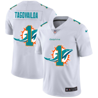 Miami Miami Dolphins #1 Tua Tagovailoa White Men's Nike Team Logo Dual Overlap Limited NFL Jersey
