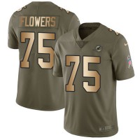 Nike Miami Dolphins #75 Ereck Flowers Olive/Gold Men's Stitched NFL Limited 2017 Salute To Service Jersey