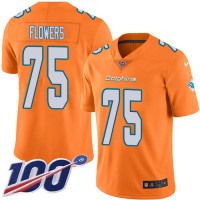 Nike Miami Dolphins #75 Ereck Flowers Orange Men's Stitched NFL Limited Rush 100th Season Jersey
