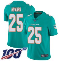 Nike Miami Dolphins #25 Xavien Howard Aqua Green Team Color Men's Stitched NFL 100th Season Vapor Limited Jersey