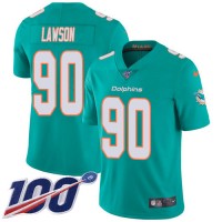 Nike Miami Dolphins #90 Shaq Lawson Aqua Green Team Color Men's Stitched NFL 100th Season Vapor Untouchable Limited Jersey