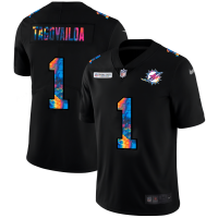 Miami Miami Dolphins #1 Tua Tagovailoa Men's Nike Multi-Color Black 2020 NFL Crucial Catch Vapor Untouchable Limited Jersey