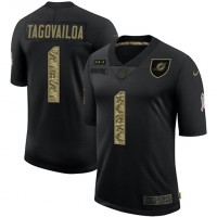 Miami Miami Dolphins #1 Tua Tagovailoa Men's Nike 2020 Salute To Service Camo Limited NFL Jersey Black