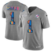 Miami Miami Dolphins #1 Tua Tagovailoa Men's Nike Multi-Color 2020 NFL Crucial Catch NFL Jersey Greyheather