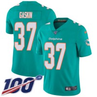 Nike Miami Dolphins #37 Myles Gaskin Aqua Green Team Color Men's Stitched NFL 100th Season Vapor Untouchable Limited Jersey