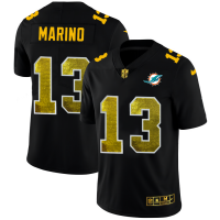Miami Miami Dolphins #13 Dan Marino Men's Black Nike Golden Sequin Vapor Limited NFL Jersey