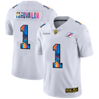 Miami Miami Dolphins #1 Tua Tagovailoa Men's White Nike Multi-Color 2020 NFL Crucial Catch Limited NFL Jersey