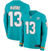 Nike Miami Dolphins #13 Dan Marino Aqua Green Team Color Men's Stitched NFL Limited Therma Long Sleeve Jersey