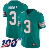 Nike Miami Dolphins #3 Josh Rosen Aqua Green Alternate Men's Stitched NFL 100th Season Vapor Limited Jersey