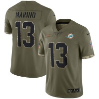 Miami Miami Dolphins #13 Dan Marino Nike Men's 2022 Salute To Service Limited Jersey - Olive