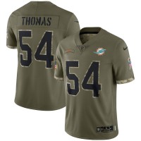 Miami Miami Dolphins #54 Zach Thomas Nike Men's 2022 Salute To Service Limited Jersey - Olive